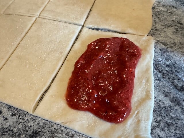 Strawberry filling in Sourdough pop tarts