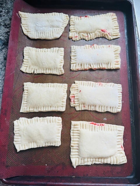 Sourdough pop tarts on a sheet pan